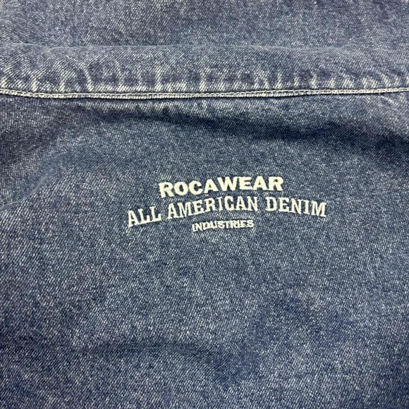 ROCAWEAR Mens Denim Jacket Blue 3X Button Front All American Logo Cotton